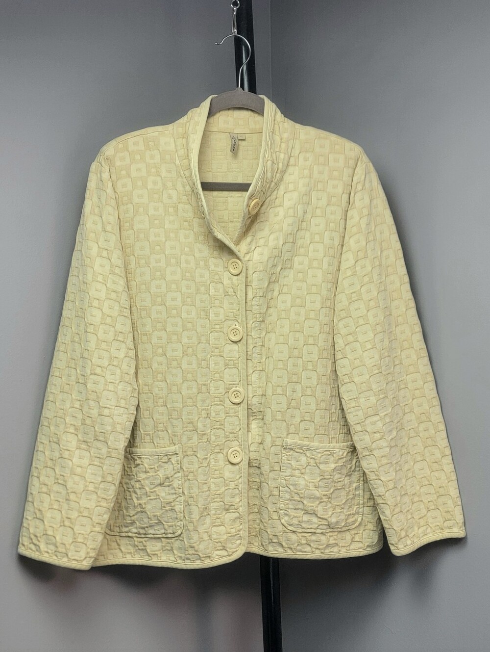 Focus Lightweight Quilted Women's Layering Jacket Pale Yellow Soft Cotton Size L